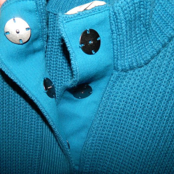 Soft Surroundings Highland Chunky Knit Teal Tunic Sweater Size Small (KK-1) - Picture 3 of 6